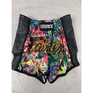 Fairtex x URFACE Muay Thai Shorts Mens Large Graffiti Print Carbon Fiber Black